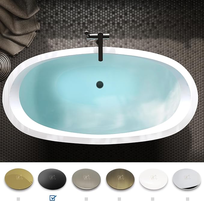 FerdY Naha 59" Acrylic Freestanding Bathtub, Curve Edge Freestanding Soaking - Image 3