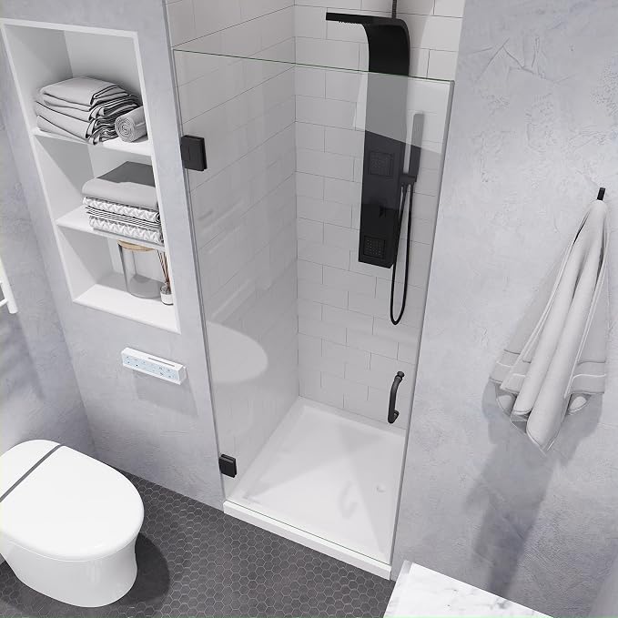 ANZZI 72" x 30" Frameless Shower Door in Gun Metal Black, Passion Water - Image 7