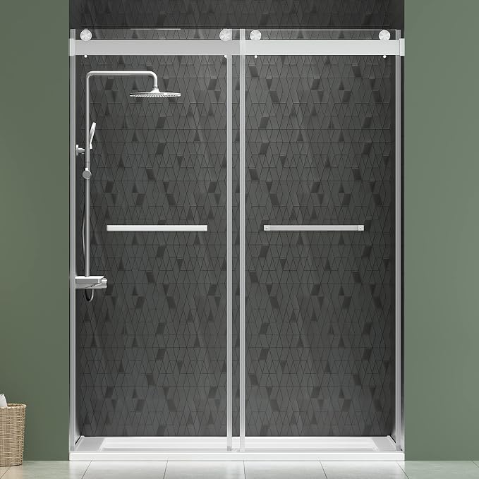 DELAVIN 56"-60" W x 75" H Frameless Shower Door, Double Sliding Shower Door - Image 2