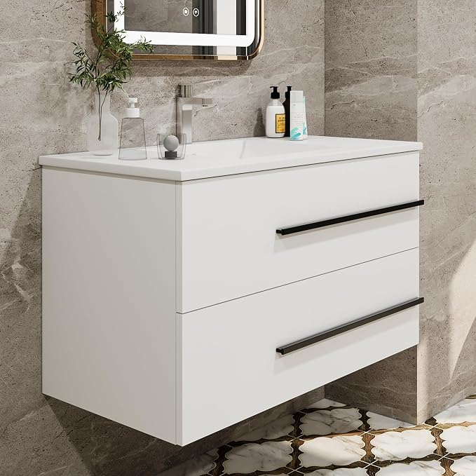36 Inch Bathroom Vanity with Sink, Modern Floating Vanity Wall Mounted Bathroom - Image 3
