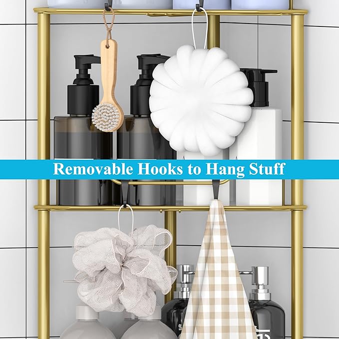 3 Tier Floor Standing Corner Shower Caddy Organizer Shelf - Image 4