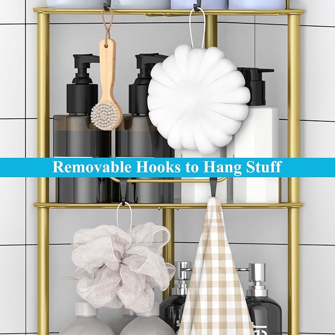 4 Tier Floor Standing Corner Shower Caddy Organizer Shelf - Image 4