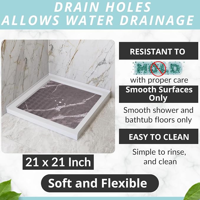 ENKOSI Square Shower Mat 21 x 21 – Anti Slip Shower Mat - Image 4