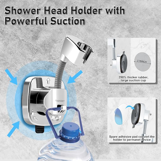 Handheld Shower Head Holder Suction, 360° Adjustable Shower Head Holder Wall - Image 3