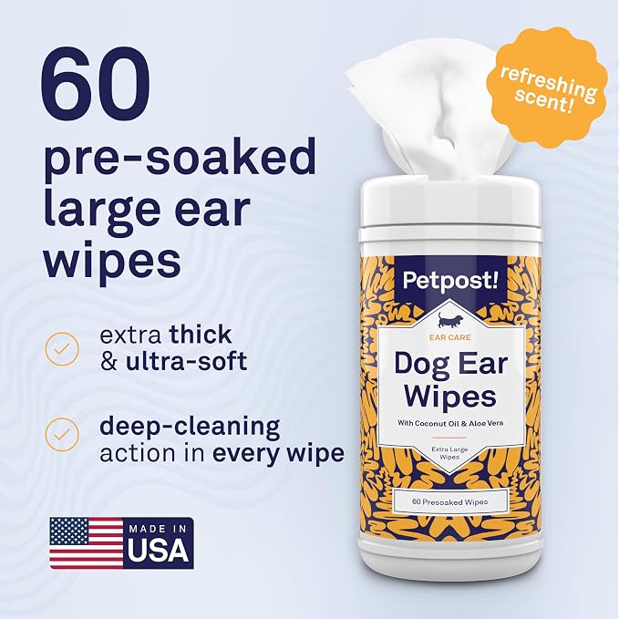 Petpost Large Dog Ear Cleaner Wipes | Ultra Soft XL Cotton Pads in Coconut Oil - Image 6