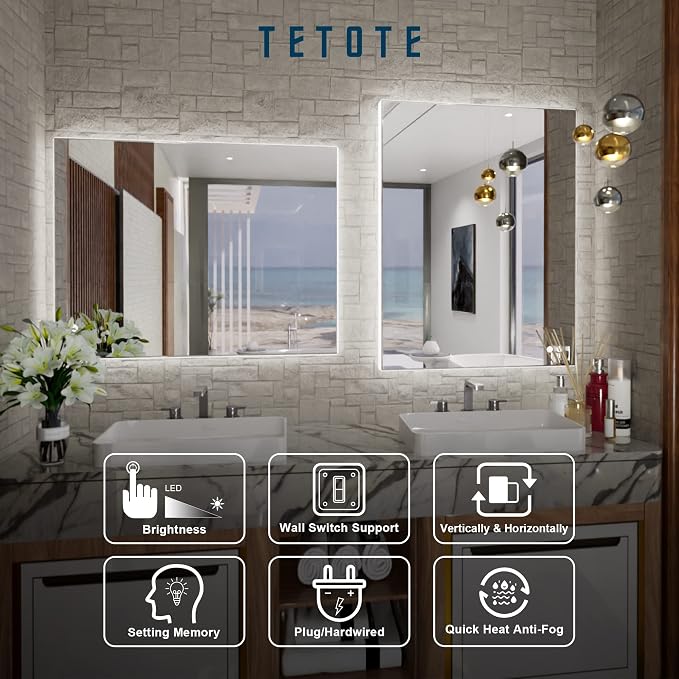 TETOTE 24x32 LED Backlit Mirror Bathroom - Image 7