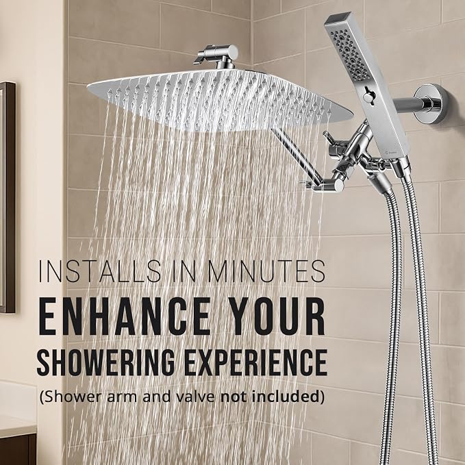 G-Promise All Metal 12 Inch Dual Square Shower Head - Image 2