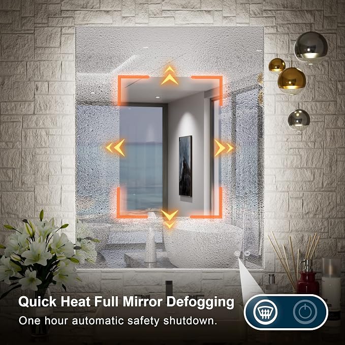 TETOTE 24x32 LED Backlit Mirror Bathroom - Image 4