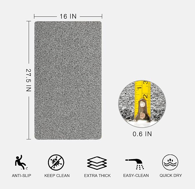 Non Slip Bathtub Mat, Anti Slip Bath Mat 0.6" Extra Thick, Quick Dry Bath Tub - Image 2