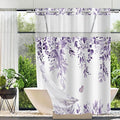 No Hook Shower Curtain and Liner Set, Light Purple Eucalyptus Floral Shower by TWLSNCD