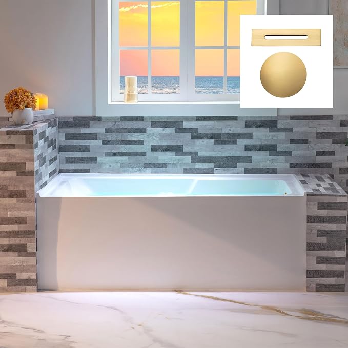 WOODBRIDGE 54" Acrylic Rectangular Alcove Soaking Bathtub in White by WOODBRIDGE