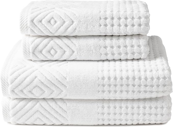 Texere 100% Organic Cotton Diamond Jacquard 700 GSM Luxury Bath Towel Sets by TexereSilk