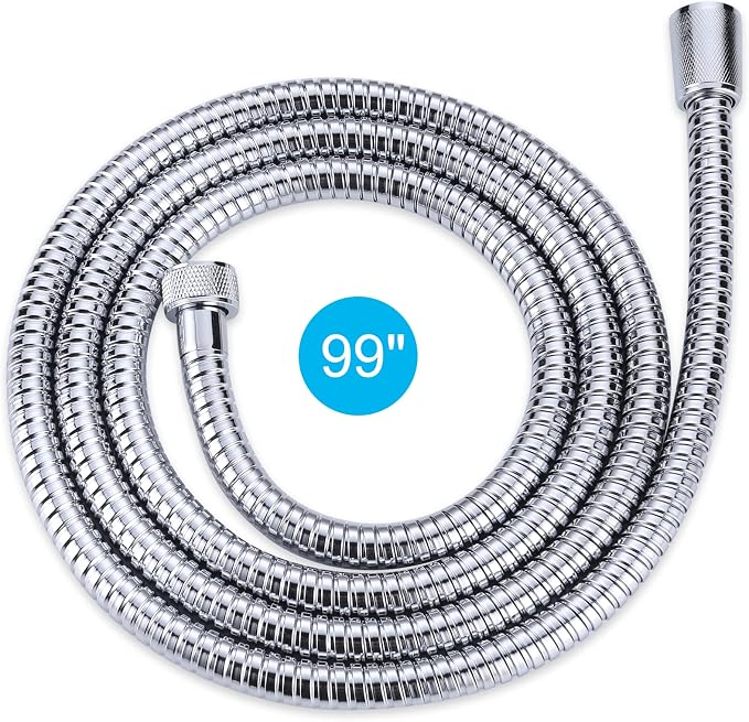 Aleasha Chrome Finished Shower Hose, 99 Inches Extra Long Shower Hose Attachment by ALEASHA