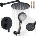 Iriber Mattle Black Round Rain Shower System Faucet Set，Filtered Shower Head by Iriber