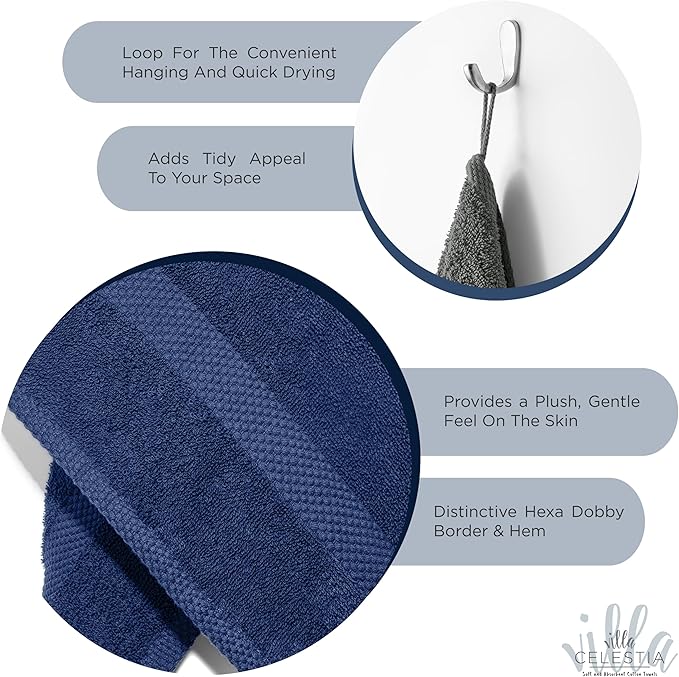 100% Cotton Hand Towel Set of 2, Sustainable, Highly Absorbent, Quick Drying - Image 4