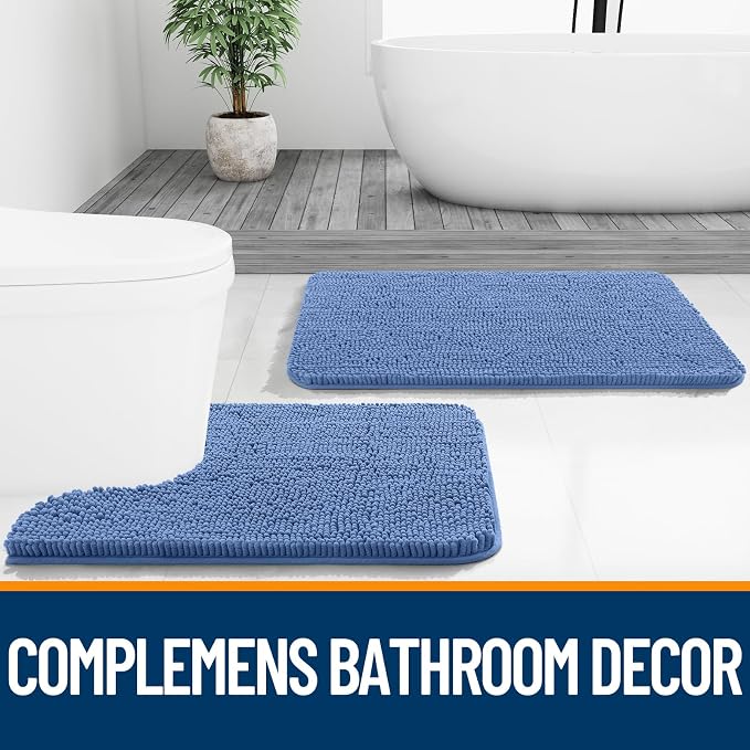 OLANLY Bathroom Rugs 24x16, Extra Soft Absorbent Chenille Bath Rugs, Rubber - Image 8