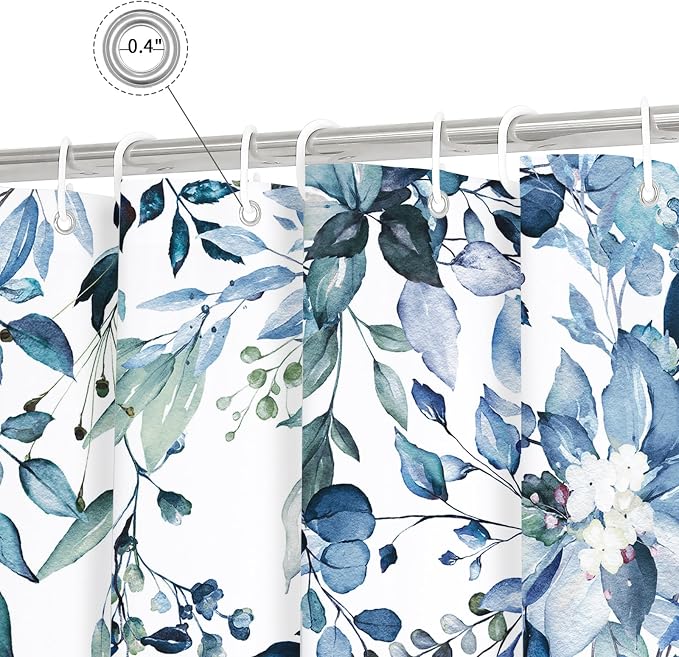 Gibelle Extra Long Shower Curtain 72 x 84, Watercolor Plant Eucalyptus Leaves - Image 5