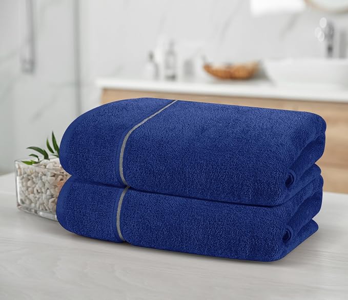 MyOwn Cotton 2 Pack Oversized Bath Towel Set 28x55 inches, Large Bath Towels - Image 3