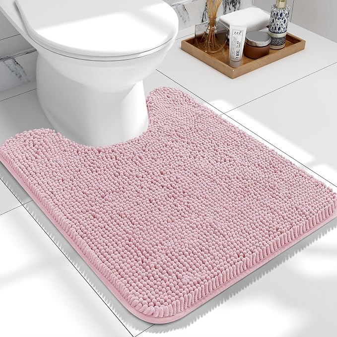 OLANLY Toilet Rugs U-Shaped 24x20, Extra Soft Absorbent Chenille Contour by OLANLY