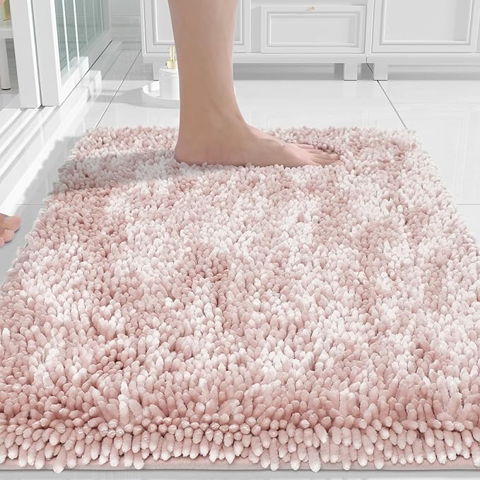 Yimobra Chenille Bathroom Rugs Non Slip, Extra Thick Soft Absorbent Bath Rug by Yimobra