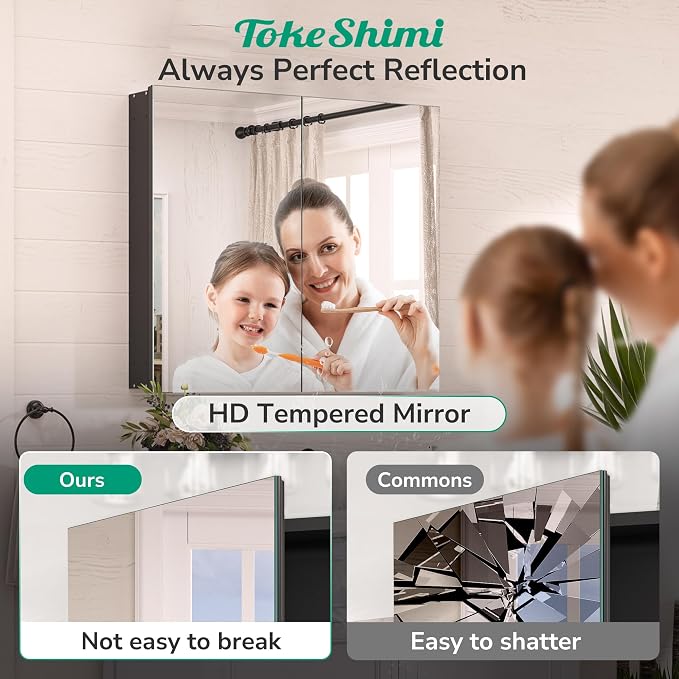 TokeShimi 30 x 26 Surface Mount Medicine Cabinet Mirror - Image 7