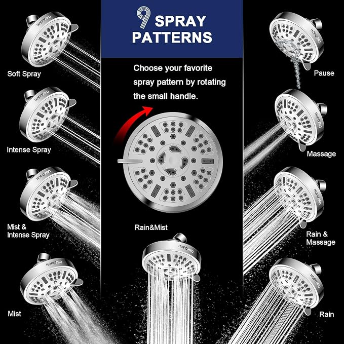 HOPOPRO Upgraded 9 Settings High Pressure Shower Head, NBC News Recommended - Image 2