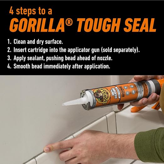 Gorilla Waterproof Caulk & Seal Silicone Sealant, 10oz Cartridge - Image 4