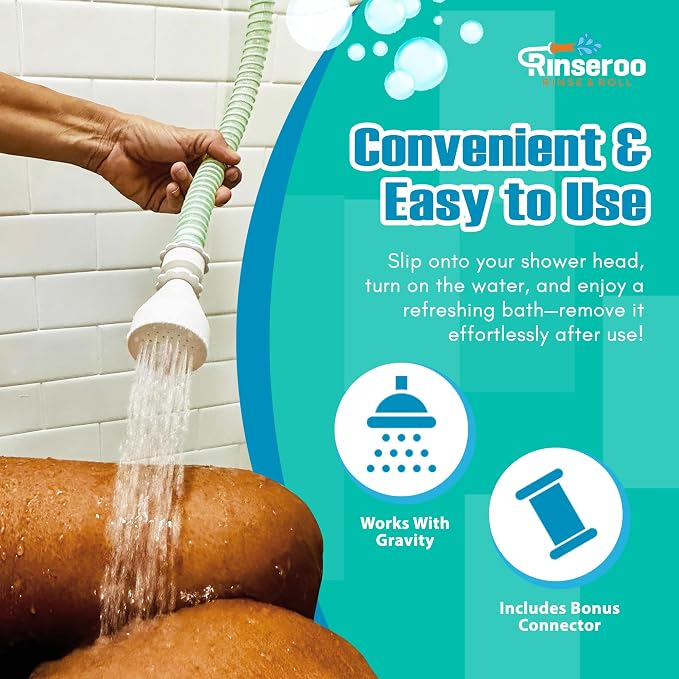 NEW Rinseroo: 5ft Slip-On Handheld Shower Attachment Hose w/Spray Head- - Image 5