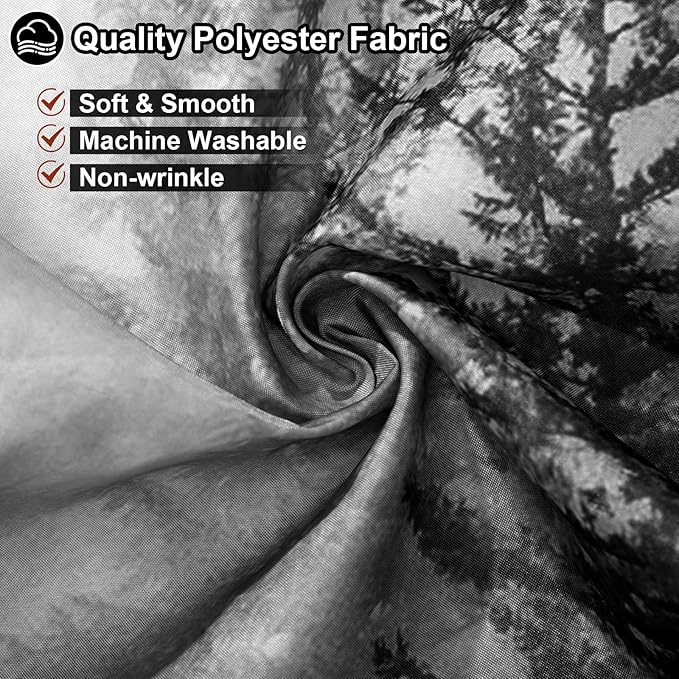 ORTIGIA Black and White Misty Forest Shower Curtain - Image 4
