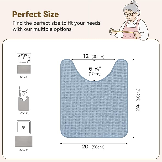 GRANNY SAYS Blue Bathroom Rugs, Soft Chenille Bathroom Mat, Absorbent Bath Mats - Image 2
