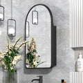 Arched Medicine Cabinet with Mirror, 20x31 Inch Black Recessed Bathroom Cabinet by Mepplzian