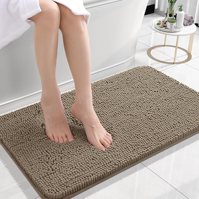 OLANLY Bathroom Rugs 24x16, Extra Soft Absorbent Chenille Bath Rugs, Rubber by OLANLY