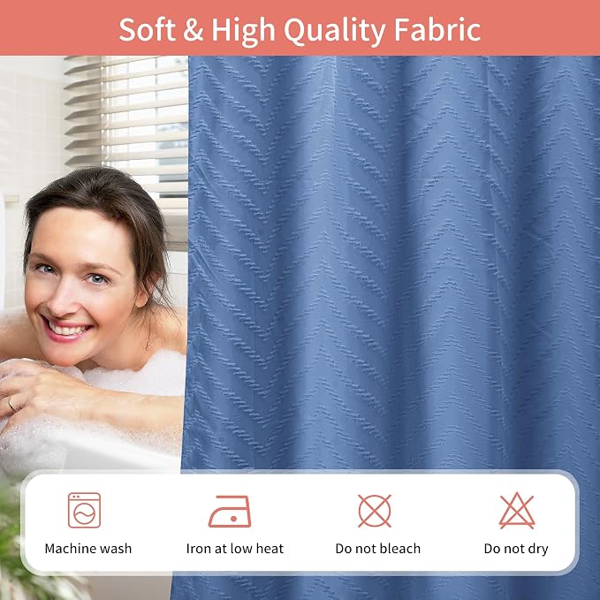 Hookless Shower Curtain with Snap in Liner 71" x 86" Double-Layer Waterproof - Image 5