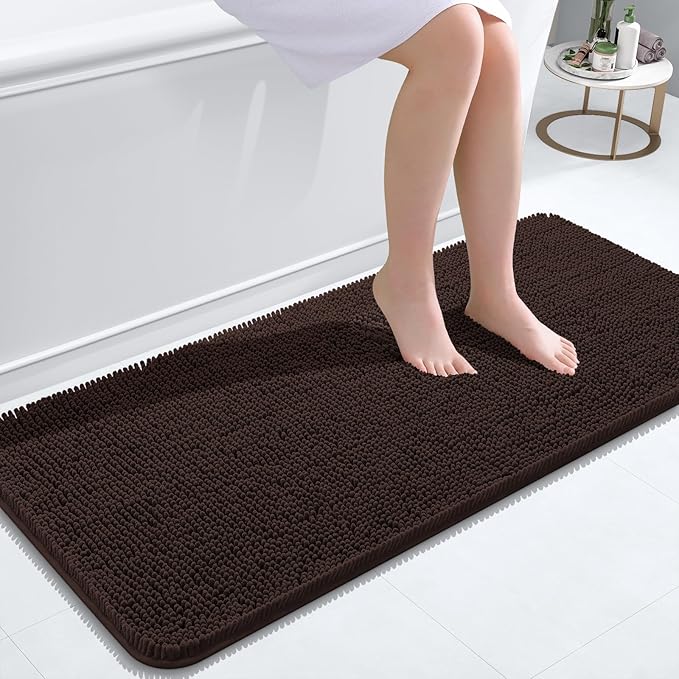 OLANLY Bathroom Rugs 47x20, Extra Soft Absorbent Chenille Bath Rugs, Rubber by OLANLY