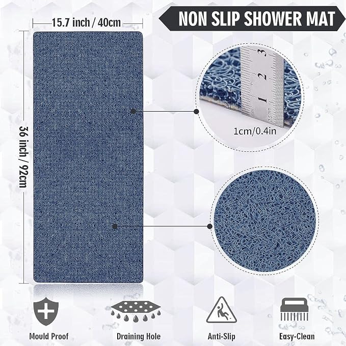 godehone Shower Mats Non Slip Without Suction Cups, PVC Loofah Bathroom Mats - Image 2