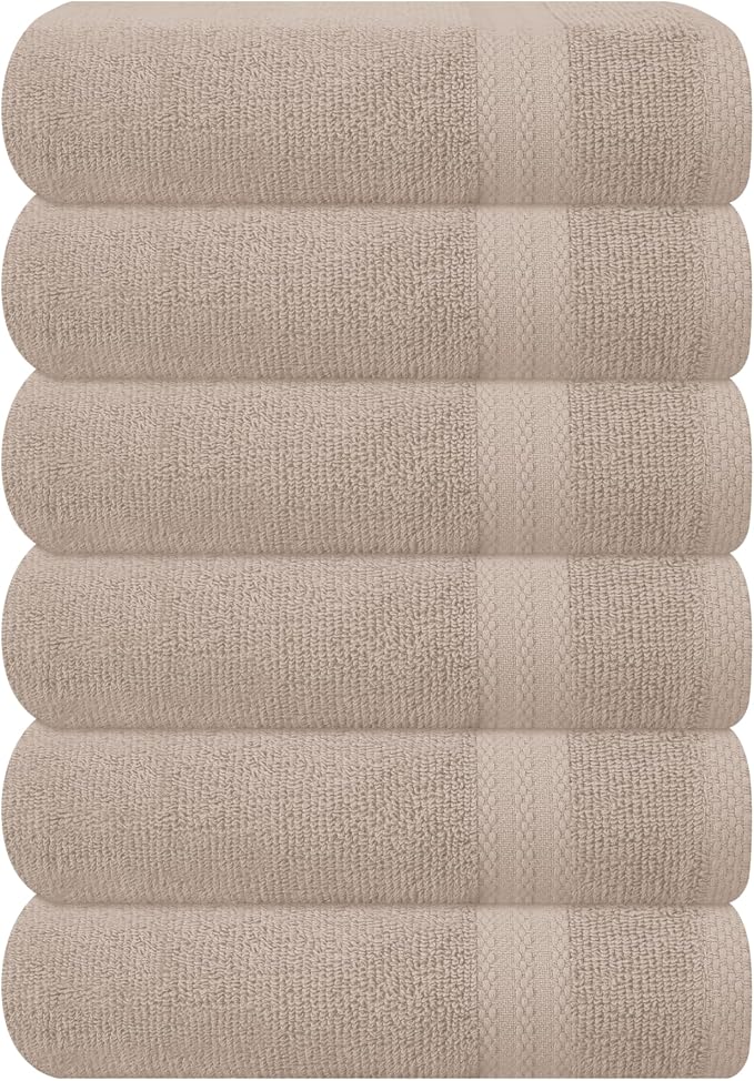GLAMBURG Ultra Soft 6-Piece Hand Towel Set 16x28-100% Ringspun Cotton by GLAMBURG