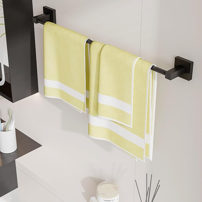 Ruacq Matte Black 21 Inch Single Towel Bar Square Bath Towel Holders Bathroom - Image 4