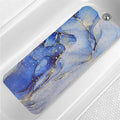 Blue Bathtub Mat Non Slip Marble Gold Line Extra Long Bath Mat by Denifeiya