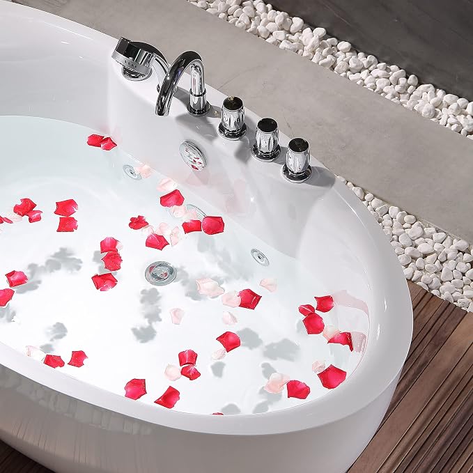 Empava 71 inch Acrylic Freestanding Tub Hydromassage Gracefully Oval Shaped - Image 3