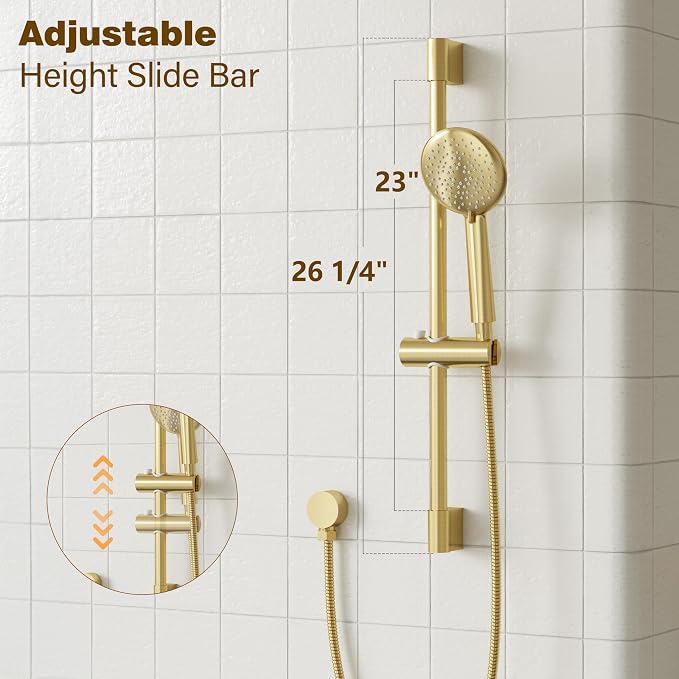 Gabrylly Shower System, High Pressure 12" Rain Shower Head - Image 6