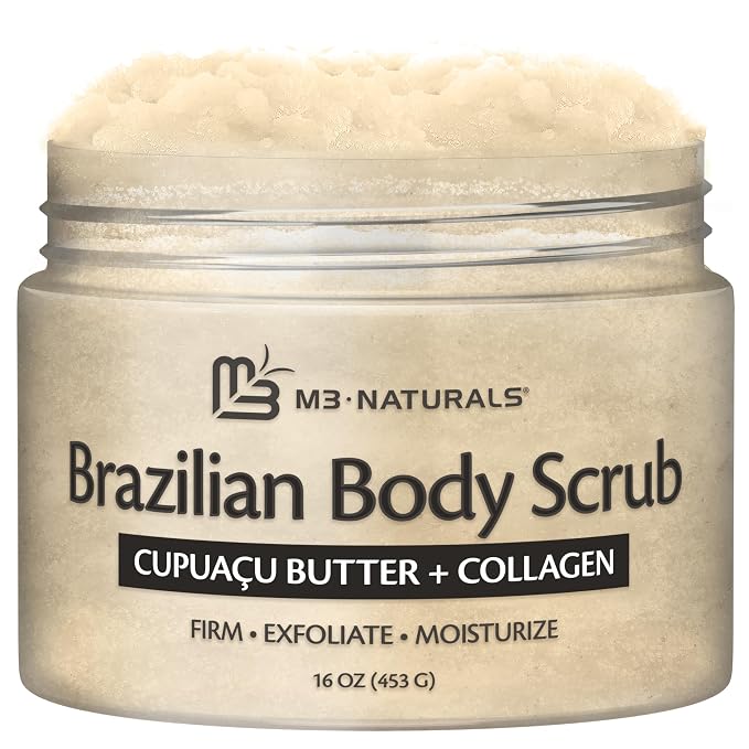 Firming & Moisturizing Brazilian Body Scrub, Gentle Body Exfoliator by M3Naturals