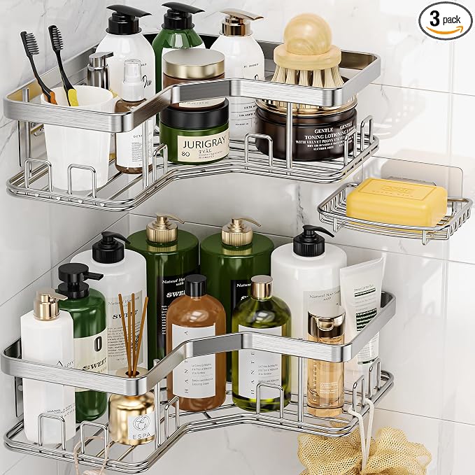 MAXIFFE 3 Pack X-Large Corner Shower Caddy by MAXIFFE