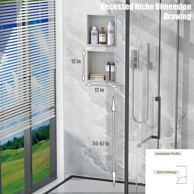 No Tile Needed Shower Niche for Bathroom Storage, Recessed Wall Niche, Shower - Image 7