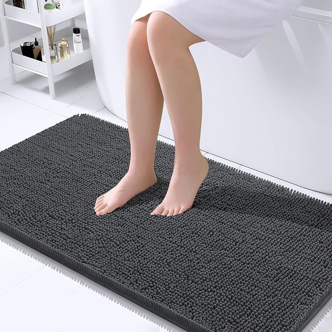 OLANLY Bathroom Rugs 40x24, Extra Soft Absorbent Chenille Bath Rugs, Rubber by OLANLY