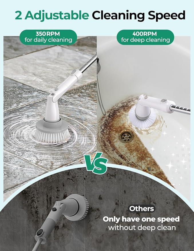 kHelfer Electric Spin Scrubber Kh8, Upgrade Cordless Shower Scrubber 8 - Image 2