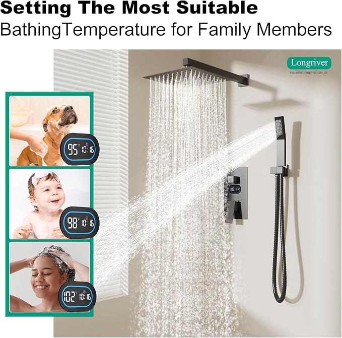 Shower Faucet Set with Hydro Power Temperature Display, Shower System Bathroom - Image 3