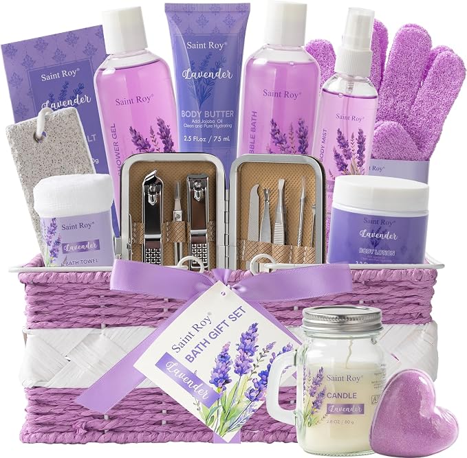 Large Spa kit for women gift set, Luxury Self Care Home Spa Kit Lavender Bath - Image 9