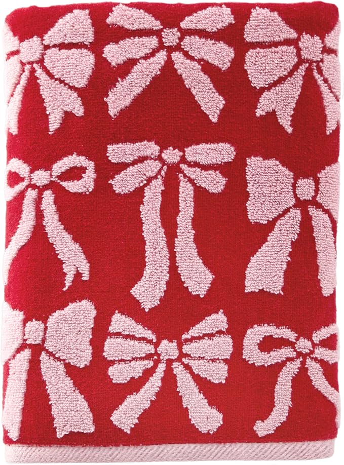 SKL Home Bow Jacquard 100% Cotton Premium Bath Towel, 500 GSM, Reversible by SKLHomebySaturdayKnightLtd