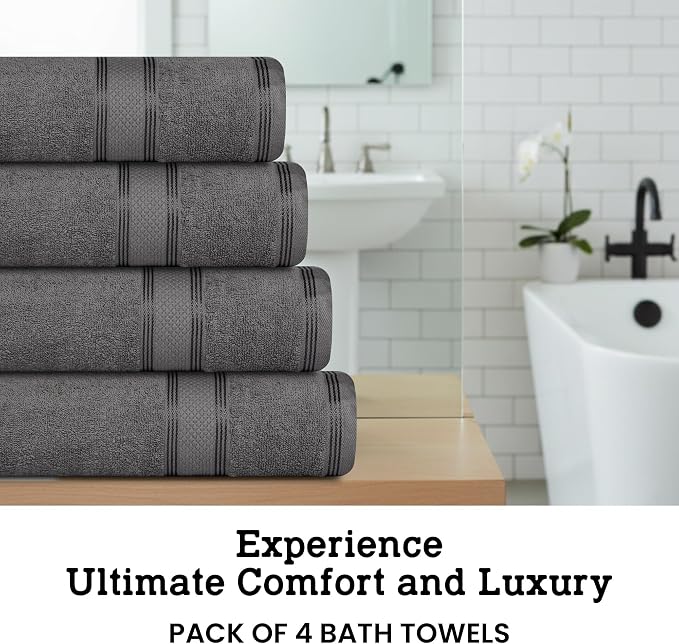 Casa Lino Charcoal Black Bath Towels Set of 4 - Image 3