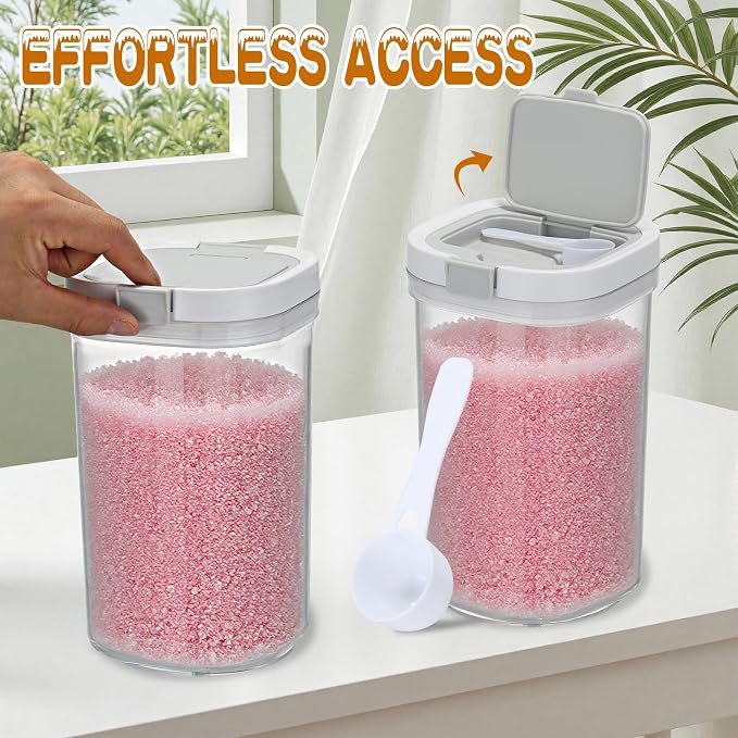 2 Pack Bath Salt Jar with Pop-Up Airtight Lid and Scoop, 1.8L Plastic Airtight - Image 4